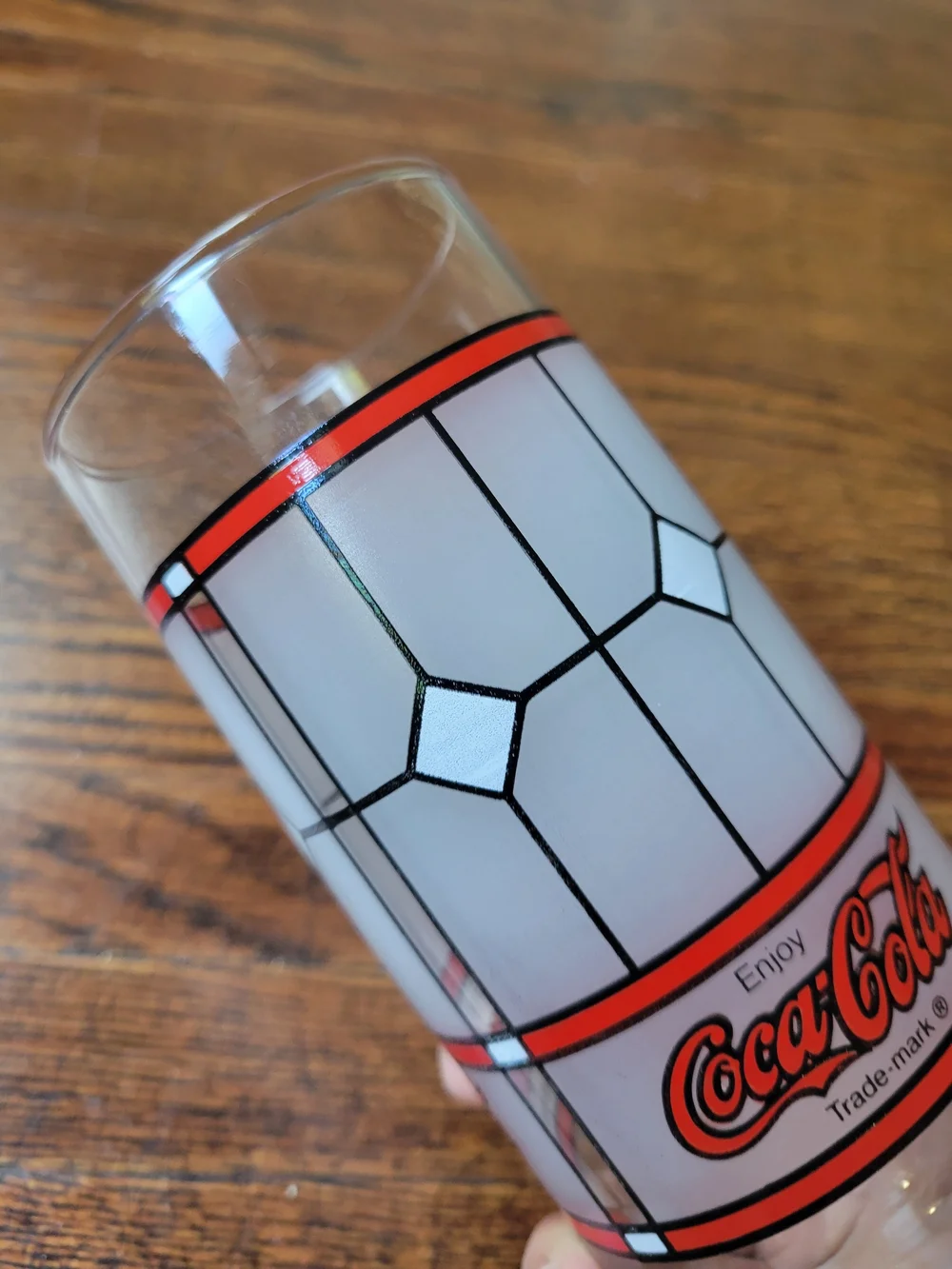 Coca-Cola Vintage Pizza Hut Frosted Tiffany Style Stained Glass 16oz